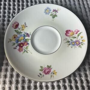 THEODORE HAVILAND PASADENA 2 teacup plates FLOWERS & GOLD TRIM NEW YORK ##